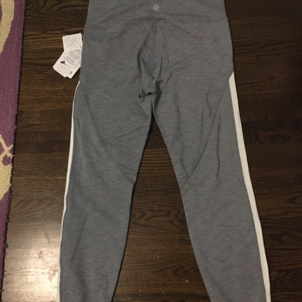 NWT!!! ATHLETA 7/8 Gray Leggings with White Mesh